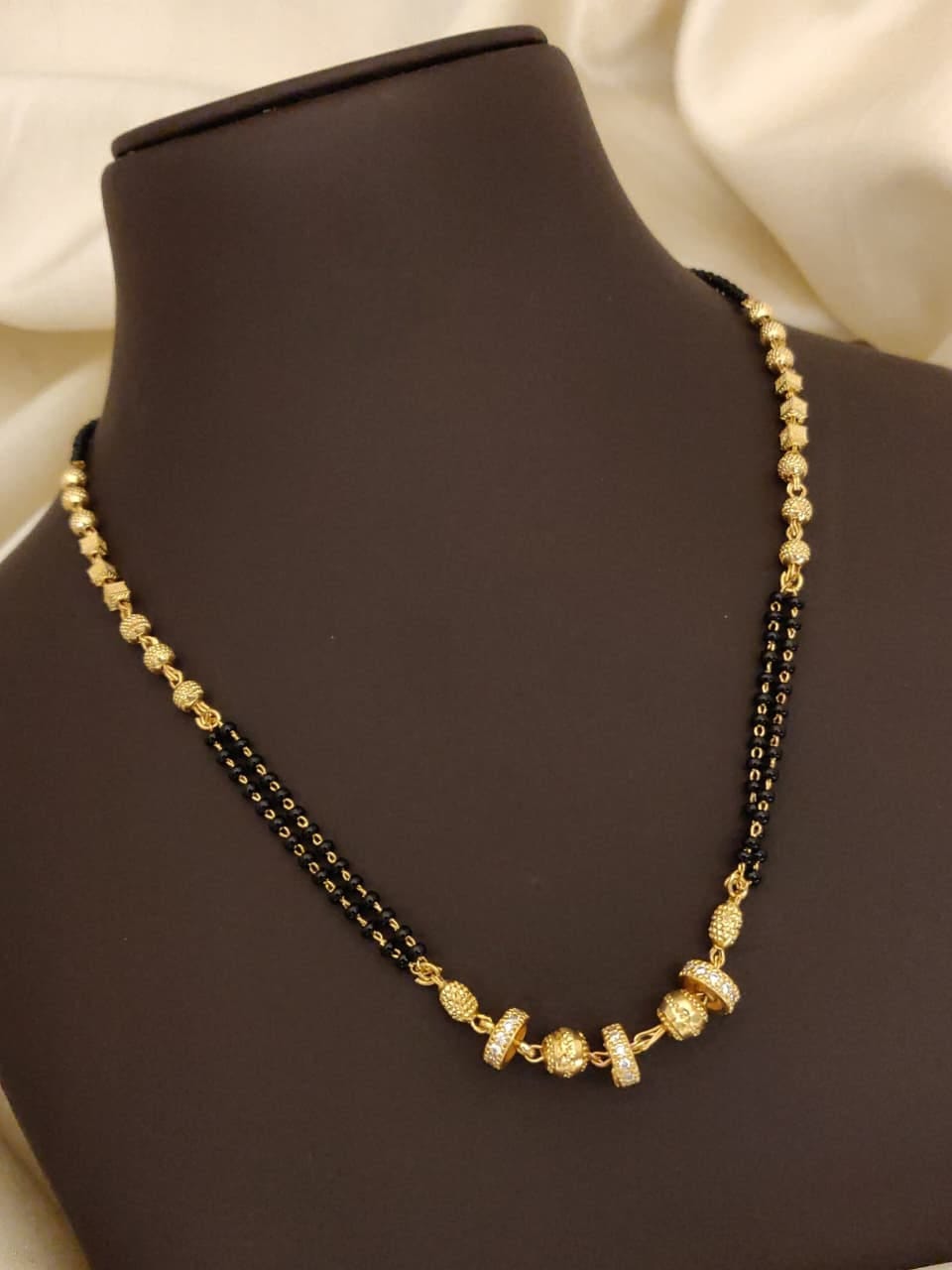 Elegant Gold-Tone Black Beads Mangalsutra Necklace for Women