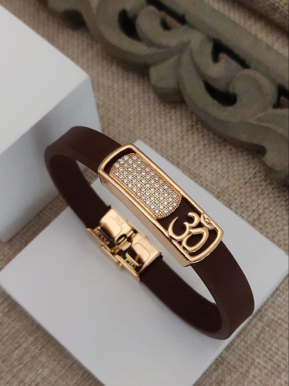 Luxury Black & Gold Om Design Bracelet | Premium Designer Kada for Men & Women