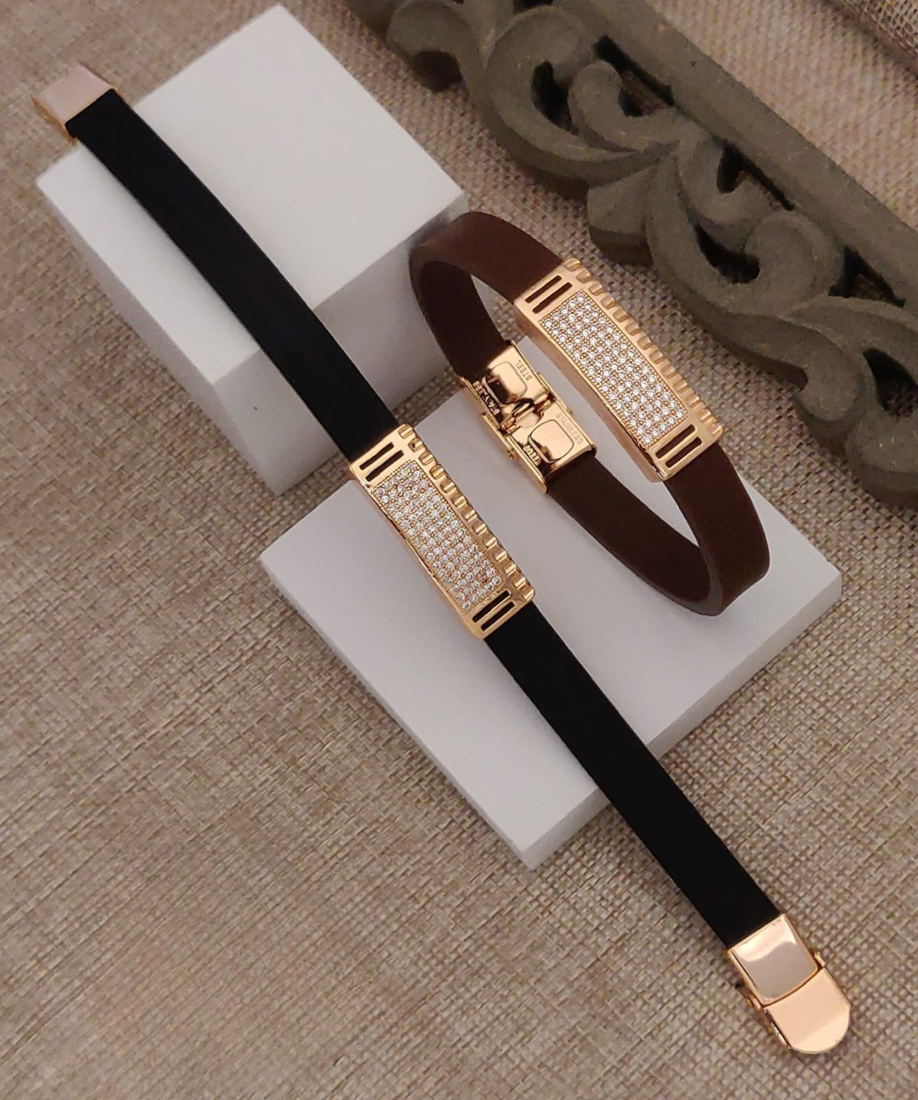 Luxury Crystal Studded Leather Bracelet for Men & Women