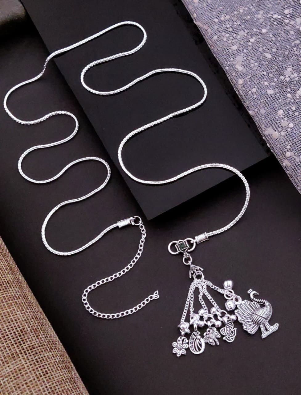 Traditional Silver Kanduri with Elegant Hanging Charms