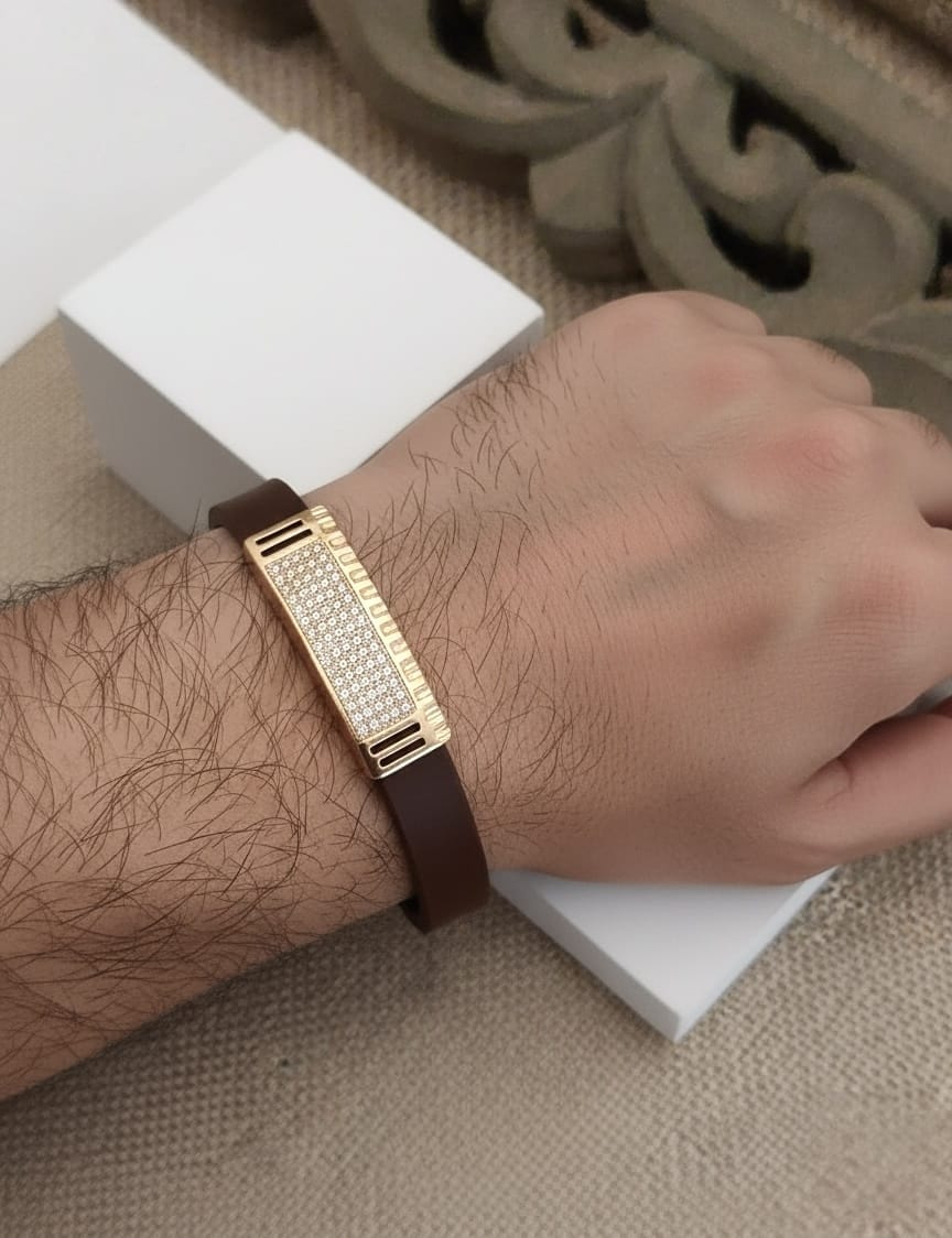 Luxury Crystal Studded Leather Bracelet for Men & Women