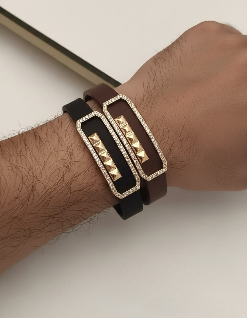 Luxury Black & Gold Om Design Bracelet | Premium Designer Kada for Men & Women