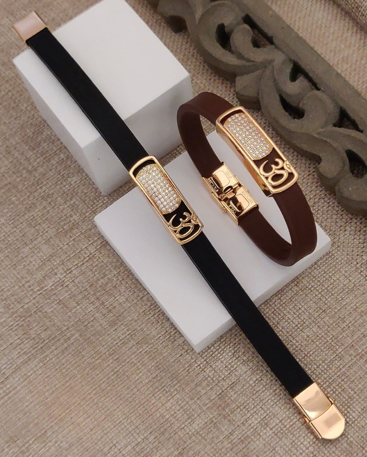 Luxury Black & Gold Om Design Bracelet | Premium Designer Kada for Men & Women
